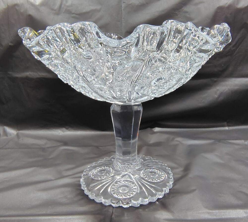 Antique EAPG Brilliant Clear Beautiful Ruffled Compote
